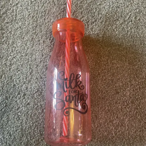 Christmas Milk For Santa Bottle and Straw