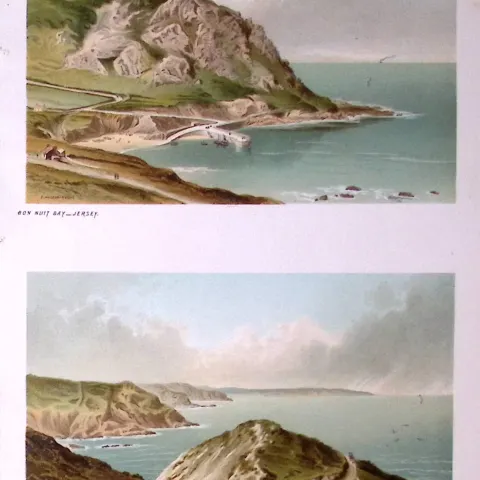 Jersey The Devil’s Hole & Bon Nuit Bay Victorian Antique Double Print-44