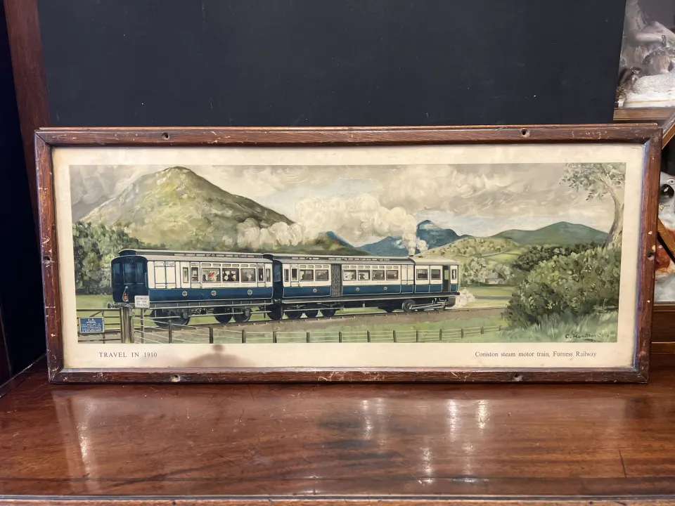 Railwayana interest Original lithograph railway poster by  c Hamilton Ellis in original frame
