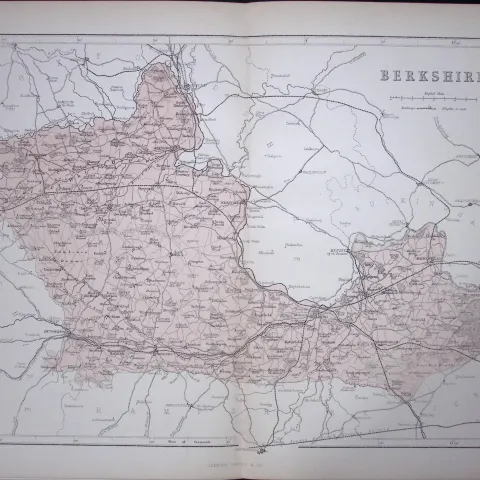 County Berkshire 150 Years-Old 1875 Coloured Detailed Antique 1875 Map-41