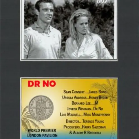 James Bond Dr No First Bond Film Released Mount & Shilling Mounted Display Set.