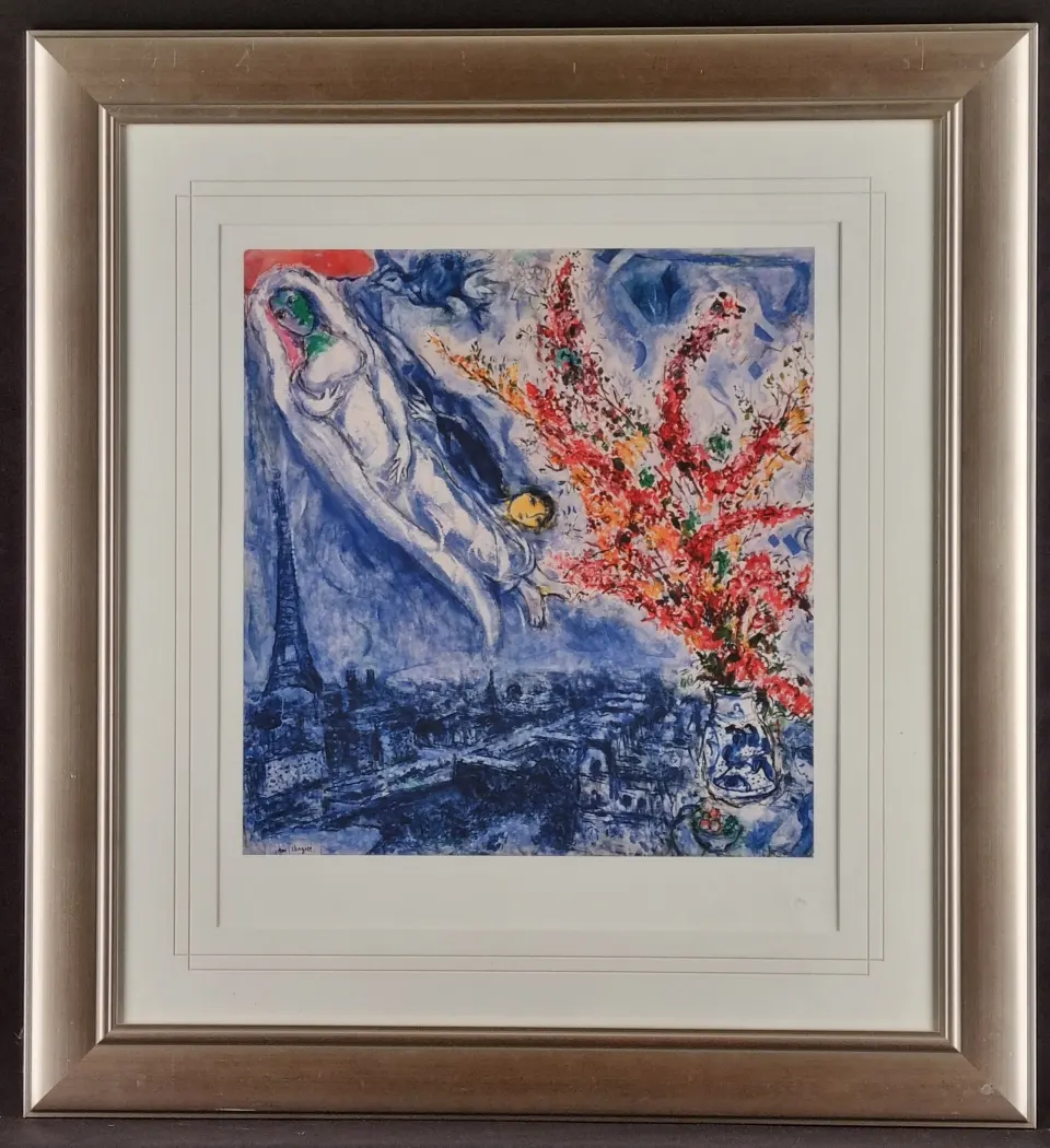 Marc Chagall Limited Edition "Flowers Over Paris "One of Only 50 Worldwide.