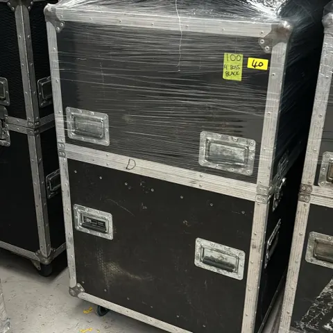 Large Flight Case including 4 Seater Modula Leather Sofa in Black