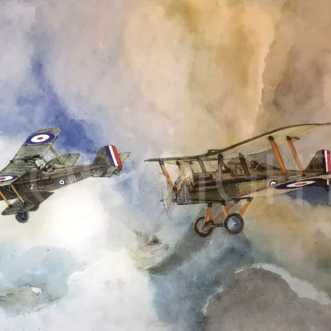 Pair of SE5 Biplane Fighters WW1 RAF Large Metal Wall Art