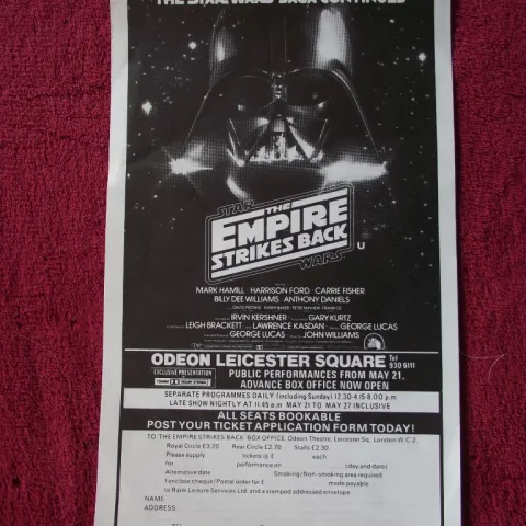 Star Wars -The Empire Strikes Back - Odeon Leicester Square London May 20th 1980