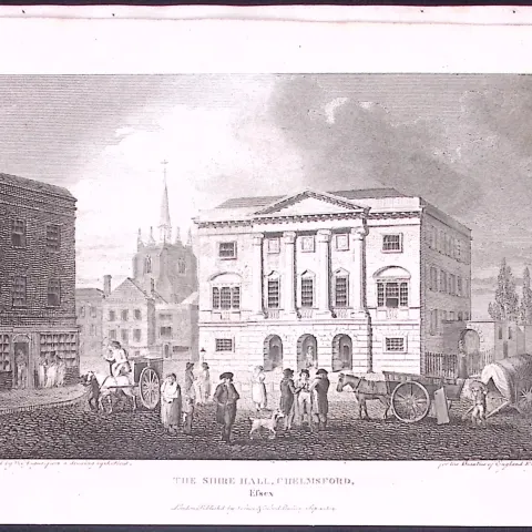 Essex Chelmsford Shire Hall Antique 222 Years-Old Steel-Engraving-162