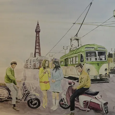 Mods On The Prom Blackpool Vespa & Lambretta's Nostalgic 1960's Metal Wall Art