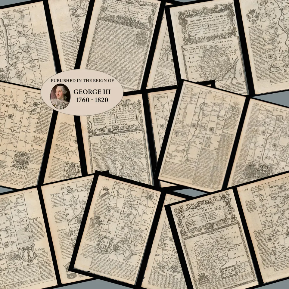 Collection 9 Emanuel Bowen's Britannia Depicta 17 290 Years Old Engraved Maps-2.