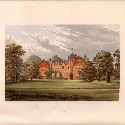 Lea Nr Gainsborough Lincs Gilt-Edge Coloured Antique Book Plate.