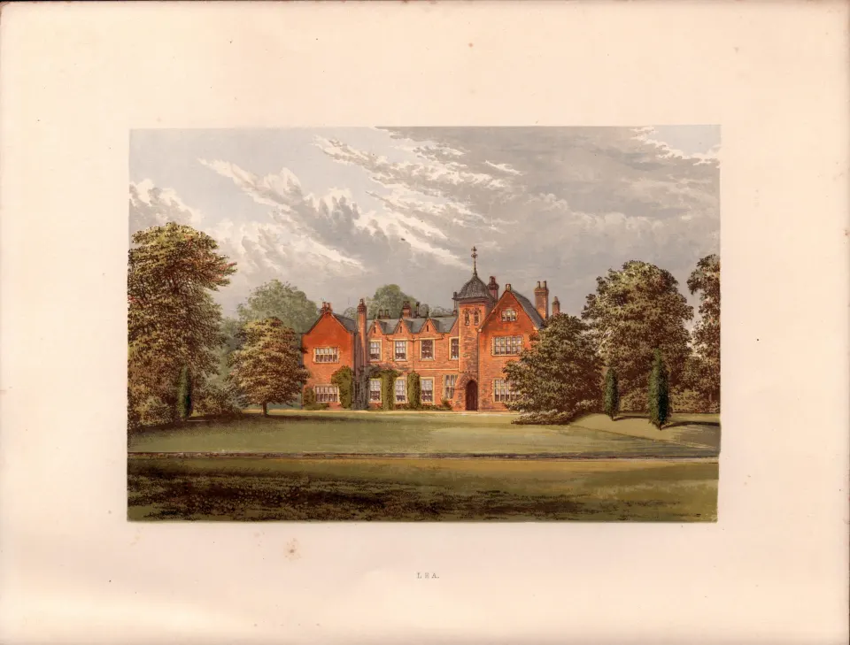 Lea Nr Gainsborough Lincs Gilt-Edge Coloured Antique Book Plate.