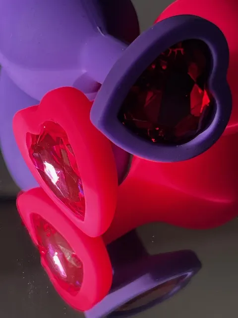 Two Rubber Gem Butt Plugs in Gift Bags - colours may Vary