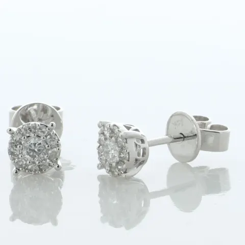 14ct Gold Round Cluster Claw Set Diamond Earring 0.32 Carats