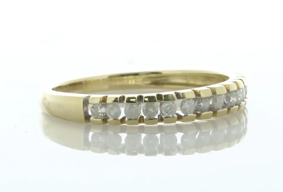 9ct Yellow Gold Bar Set Semi Eternity Diamond Ring 0.50 Carats