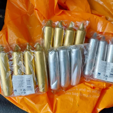 Gold, silver candles.  Mixed box of 12 packs RRP £4.99 each pack