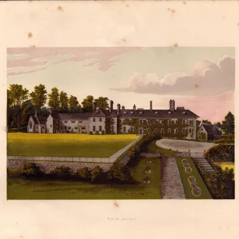 Cefn Mably Cardiff Wales  Gilt-Edge Coloured Antique Book Plate.