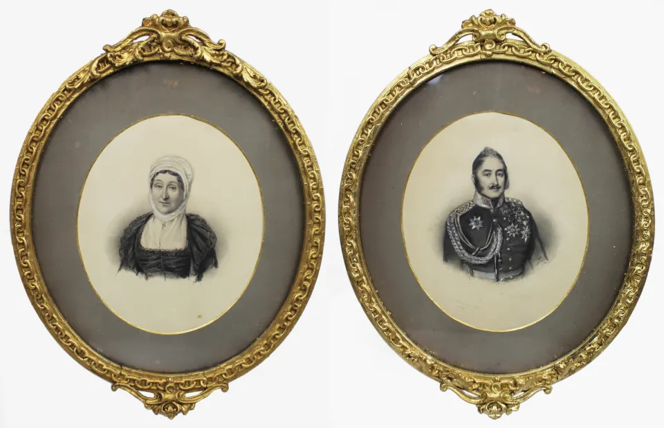 Pair of Mid 19th c. Oval Drawings by C.Reimann