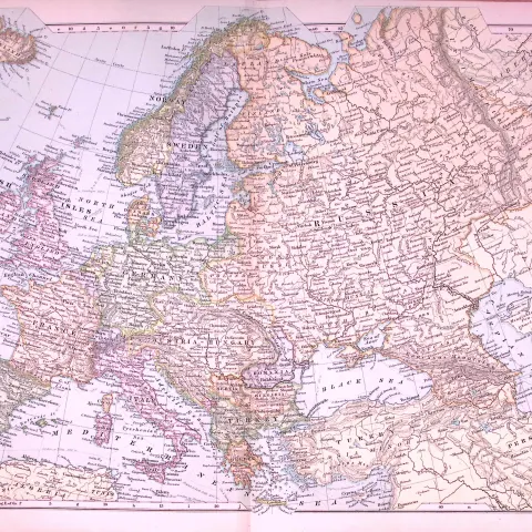 The Continent of Europe 120-Year-Old Large Antique Map by G.W. Bacon-5