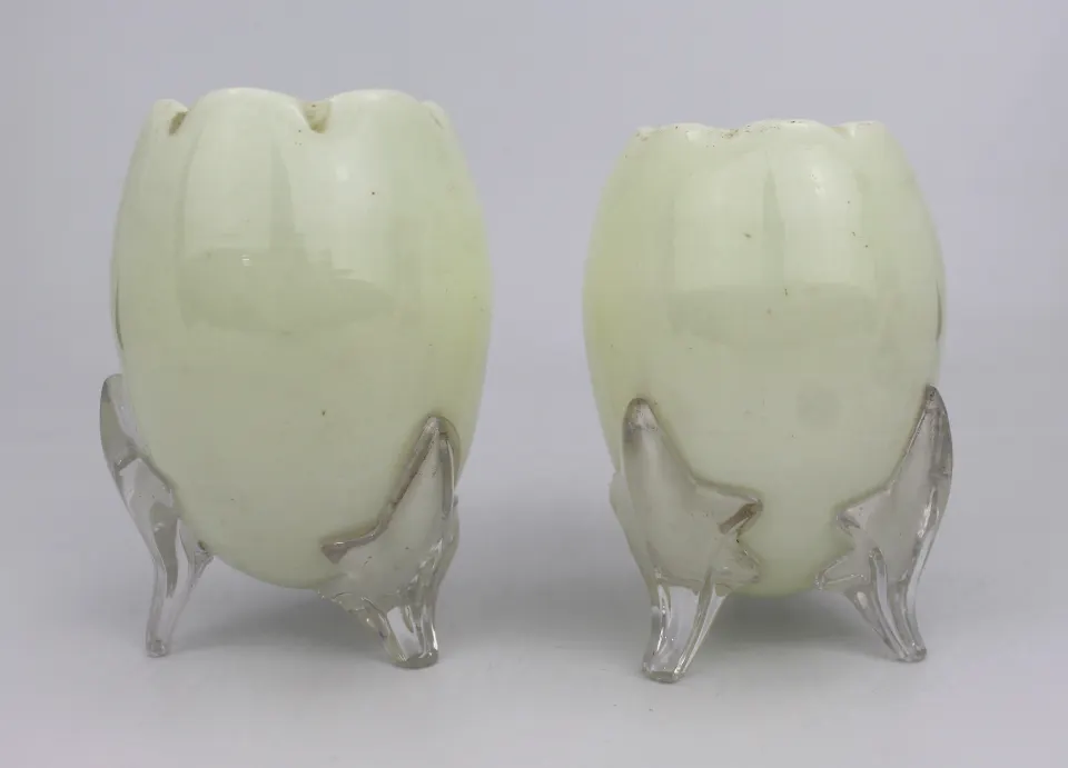 Pair of Antique Opaline Glass Egg Fom Vases