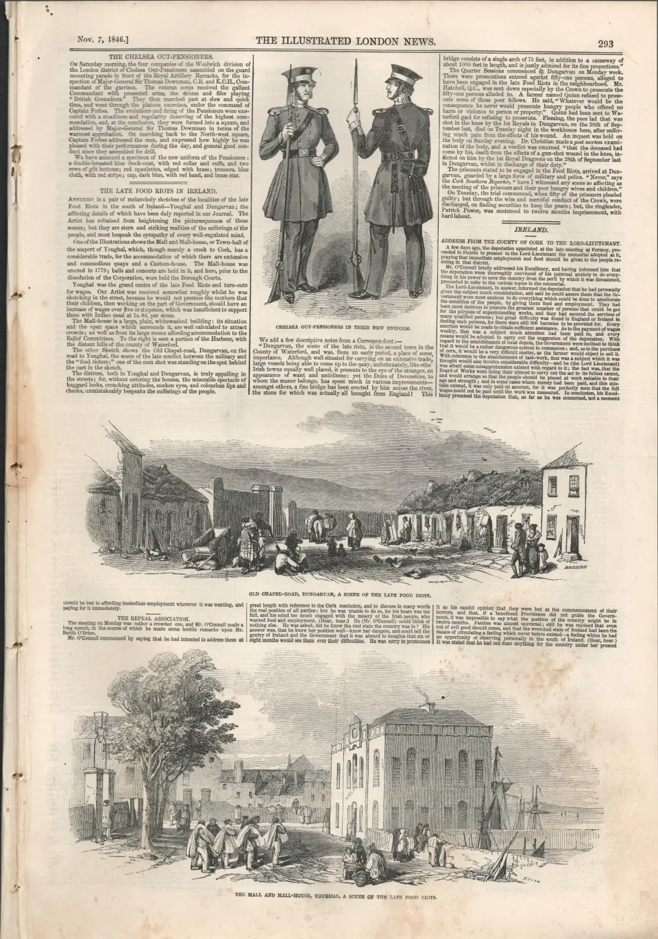 Irish Famine Cork Food Riots Dungarvan, Youghal 1846 Print