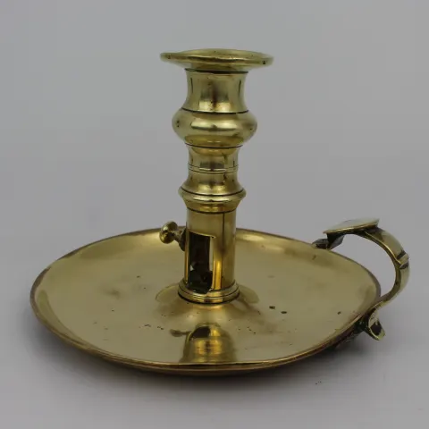 19th Century Brass Chamberstick with Push-Up Mechanism