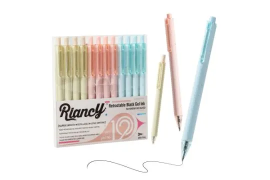16 x 12pcs Gel Pens for Note Taking RIANCY Black Ink 0.7mm Lb46