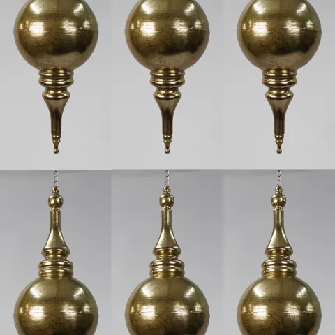 Set of 6 Gilt Metal Hanging Decorative Seasonal Ornaments