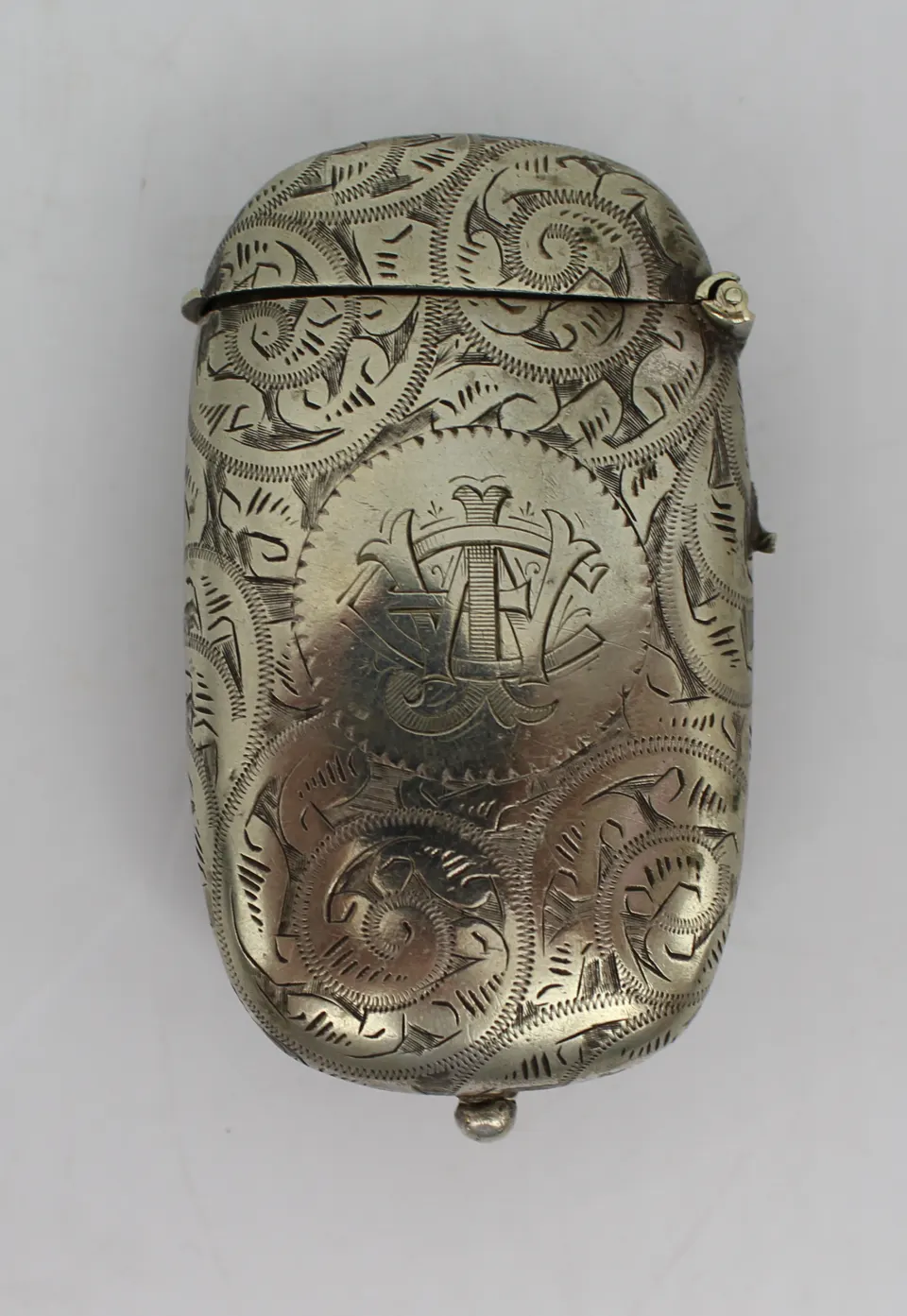 Early 20th c. Silver Plated Match Vesta Sovereign Stamps Case