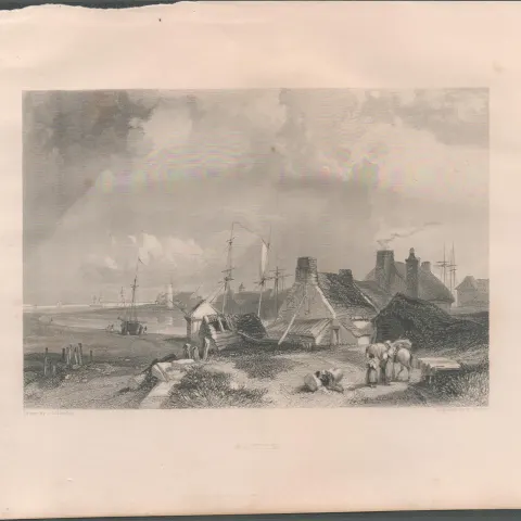 Blyth Northumberland  Antique 1842 Steel Engraving.