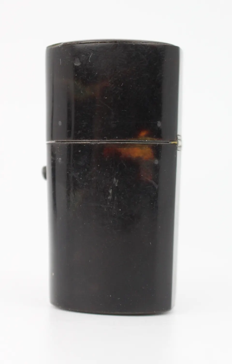 Antique Travelling Inkwell – Richly Figured Veneer, Brass Interior – c.1900
