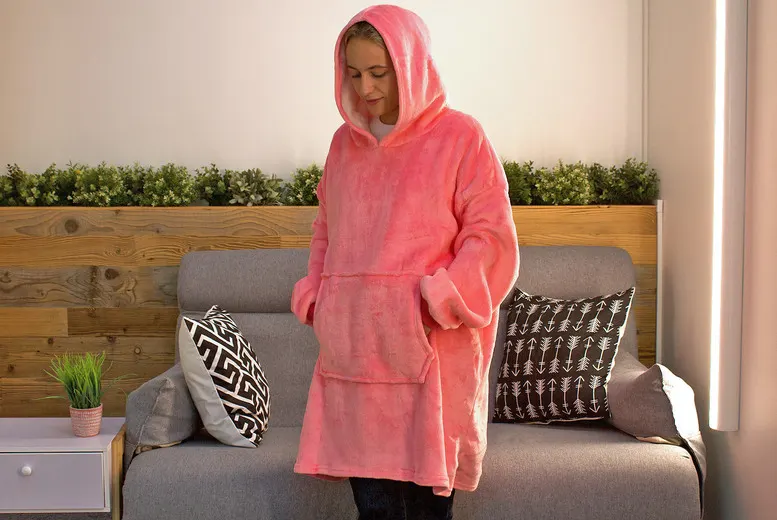 Oversized Ultra-Soft Fleece Snuggle Hoodie – Light Pink