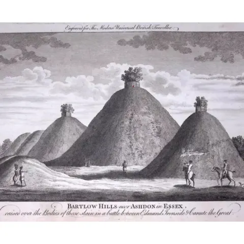 Bartlow Hills Essex Rare Large 247-Year-Old Antique Copperplate Engraving-59-TR