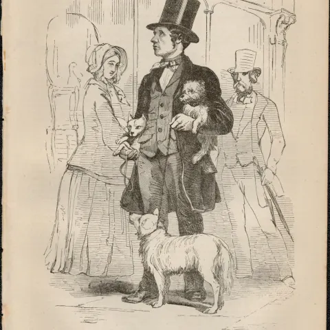 London Victorian Street Dog Seller Antique 1864 Henry Mayhew Print.
