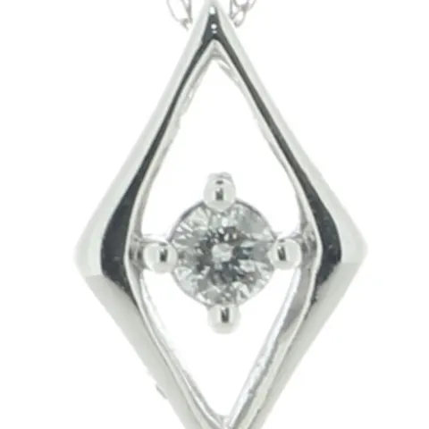 9ct White Gold Kite Shape Diamond Pendant And Chain 0.06 Carats