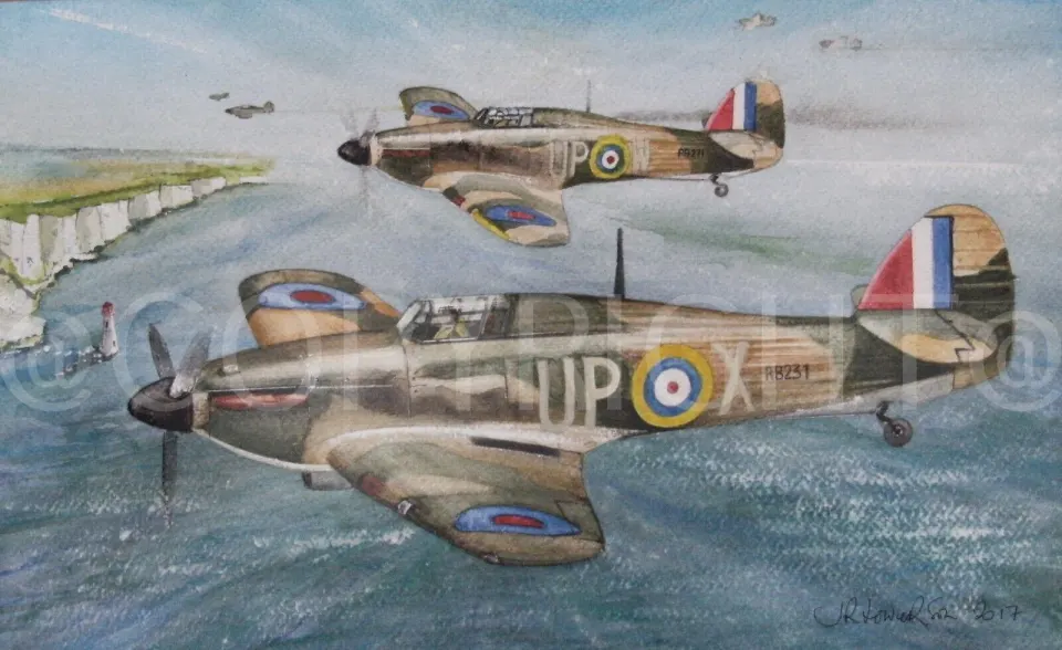 Pair Of Hawker Hurricanes Coming Home To Blighty WW2 RAF Metal Wall Art