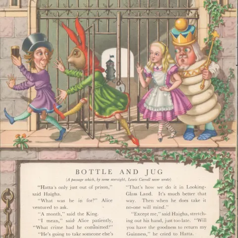 Double Sided Guinness Illustration Page 1952 "Bottle & JugA Genuine Double Sided Lithographed Colour