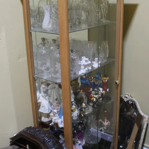 Modern Glazed Light Wood Display Cabinet