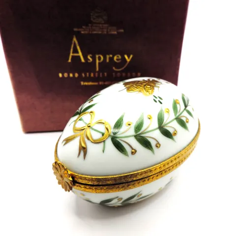 Limoges D'ecoree A La Main Paris Style Porcelain Egg In Asprey Gift Box