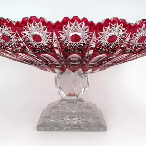 Stunning Ruby Overlay Crystal Centrepiece Bowl