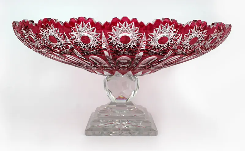 Stunning Ruby Overlay Crystal Centrepiece Bowl