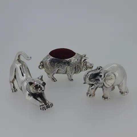 Collection of Three Silver Miniature Animals