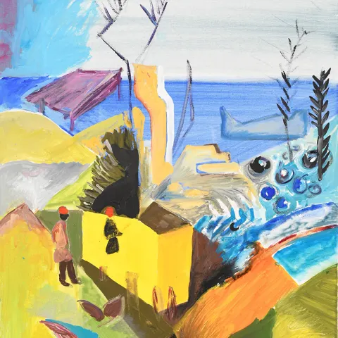 Impressionist Oil On Canvas Coastal Scene.