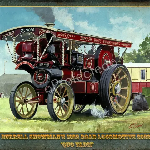 Burrell Showman's 3938 Locomotive "Quo Vadis" Fairground Poster Metal Wall Art