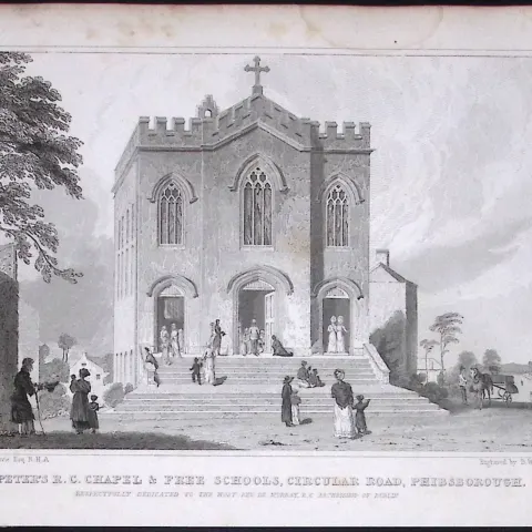 Dublin St Peters Chapel Phibsborough 194 Years Old Antique Steel Engraving-32