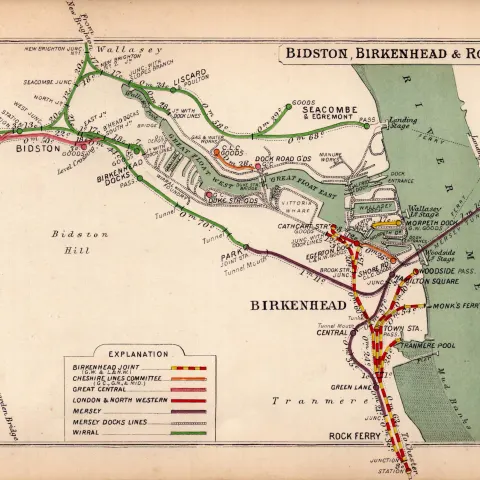 Bidston Birkenhead Rock Ferry River Mersey Antique Railway Junctions Diagram-74.