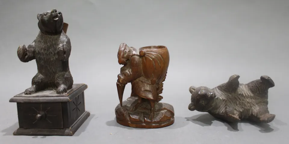 Set of 3 Antique Swiss & Schwarzwalden Carvings