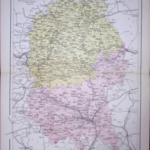 Wiltshire 150 Years-Old 1875 Coloured Detailed Antique 1875 Map-57