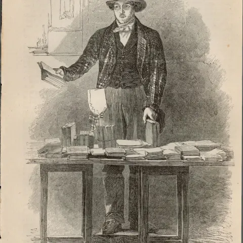London Book Auctioneer Rare Antique 1864 Henry Mayhew Print.