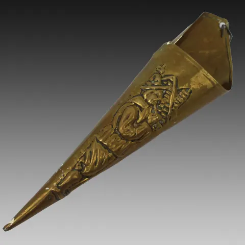 Arts & Crafts Period Brass Wall Pocket / Posy Holder