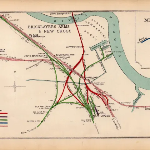 London Bridge, Bermondsey, New Cross London Antique Railway Diagram-91.