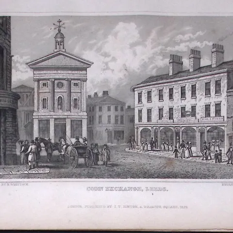 Leeds Corn Exchange Yorkshire 198 Years-Old Thomas Allen Antique Steel Engraving-51